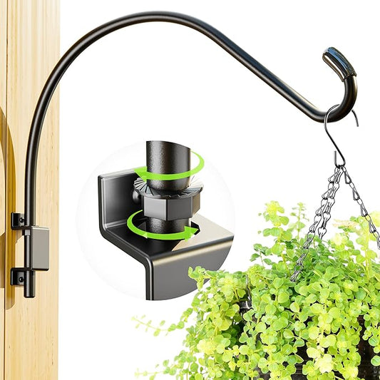 16 Inch Swivel Plant Hanger: Heavy Duty Hook for Bird Feeder, Plant, Flower Basket, Lantern, Wind Chime & More - Versatile Hanging Brackets Outdoor/Indoor Use Up to 22LB-BloomoryGarden