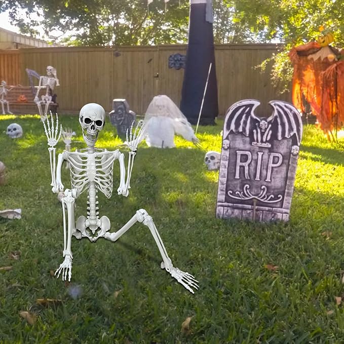 Lodou 5.4Ft Posable Life Size Human Adult Skeletons Plastic Human Bones with Movable Joints for Halloween Decoration-BloomoryGarden