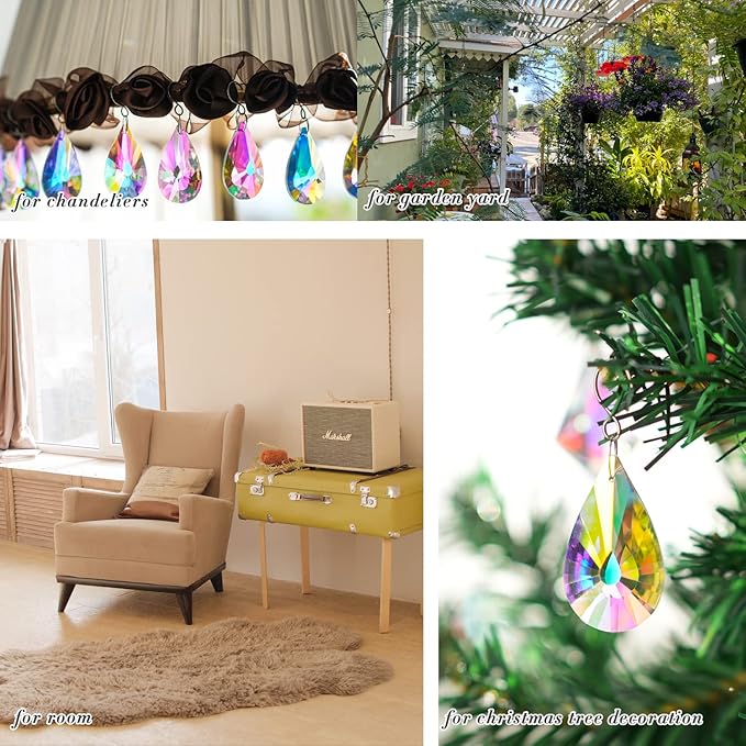 10 Pack Colorful Crystal Prisms Suncatcher,Sun Shine Catcher Rainbow Pendants,Crystals Prisms for Windows,Glass Hanging Decor for Home Garden Wedding DIY Ornament-BloomoryGarden
