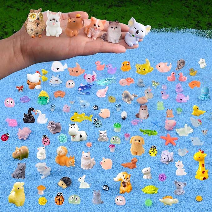 150 Pcs Mini Resin Animals Miniature Animal Figurines Tiny Resin Animals Mini Animals Small Animals Figures Bulk for Fairy Garden Décor Micro Landscape Ornaments Dollhouse Craft Accessories-BloomoryGarden