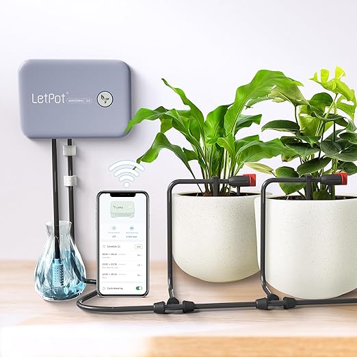 LetPot Automatic Watering System for Potted Plants, Drip Irrigation Kit System, Smart Plant Watering Devices for Indoor Outdoor, Water Shortage Remind, IPX66 （Grey-BloomoryGarden