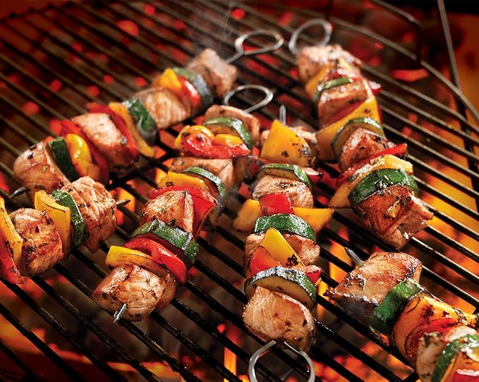 10 inch Barbecue Skewers, HONSHEN Metal BBQ Sticks,12Pack Stainless Steel Square Skewer,Kebob,kabob Sets for Grill Outings Cooking (BBQ Skewers Square 10inch-12p)-BloomoryGarden