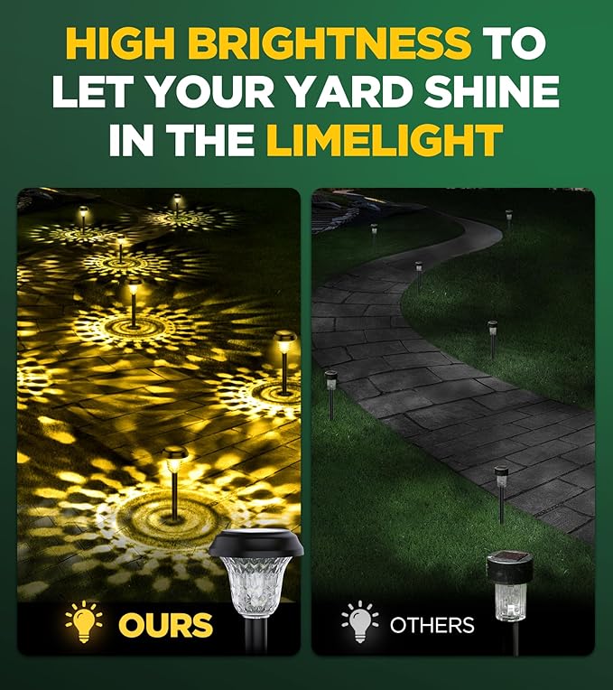 10 Pack Ultra Bright Solar Lights Outdoor Waterproof, from Dusk to Dawn Up to 12H Solar Light for Outside, Auto On/Off Solar Powered Garden Pathway Lights, Landscape Lighting (Warm White)-BloomoryGarden