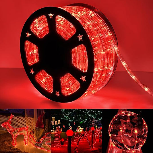 100ft LED Rope Lights Outdoor, 720 LED Connectable and Flexible Tube Lights with 8 Modes, Waterproof LED Rope Lighting for Garden, Patio, Pool, Bedroom, Party, Indoor Outdoor Christmas Decor (Red)-BloomoryGarden
