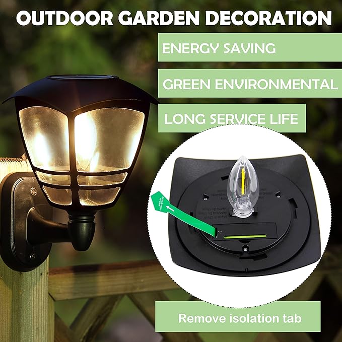 MAGGIFT 2 Pack Solar Powered Wall Lantern, Outdoor 10 Lumen LED Edison Bulb Solar Warm White Lights Wall Sconce with No Wiring Required,Fixture with Wall Mount Kit-BloomoryGarden