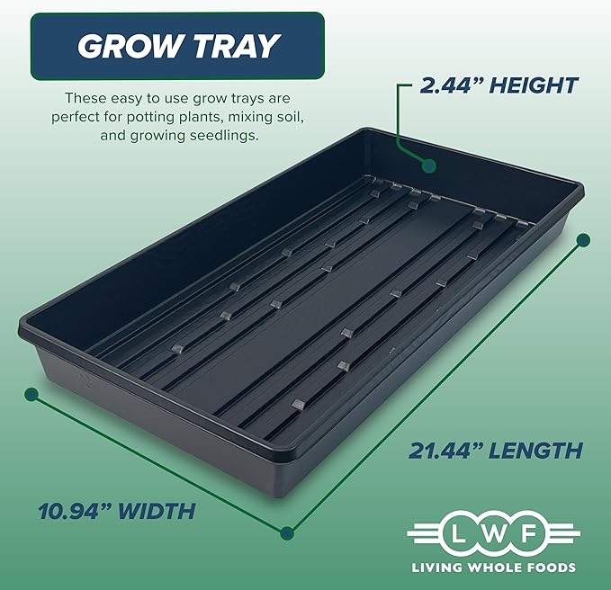 10 Plant Growing Trays (No Drain Holes) - 20" x 10" - Perfect Garden Seed Starter Grow Trays: for Seedlings, Indoor Gardening, Growing Microgreens, Wheatgrass & More - Soil or Hydroponic-BloomoryGarden