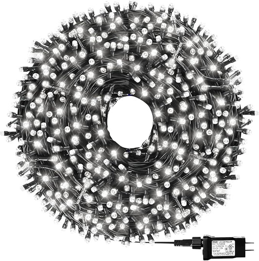 1000 LED 328ft 8 Modes with Timer Christmas String Lights IP55 Outdoor Waterproof UL Certificated Indoor Fairy Lights Garden Patio Wedding Christma Trees Parties Decoration White Light-BloomoryGarden