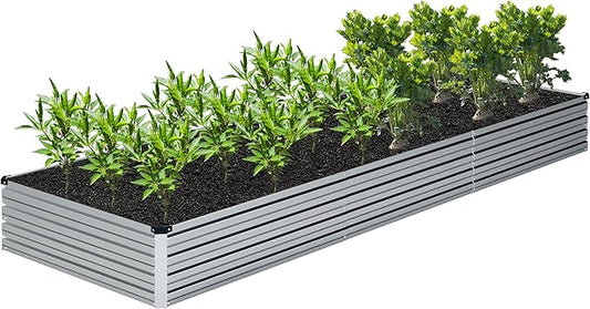 12x4x1FT Galvanized Raised Garden Bed Kit,Vegetable Boxes-Rectangle Metal Flower Box,Large Planter Raised Beds Outdoor Garden for Planting,Fruit,Herb-Sliver-BloomoryGarden