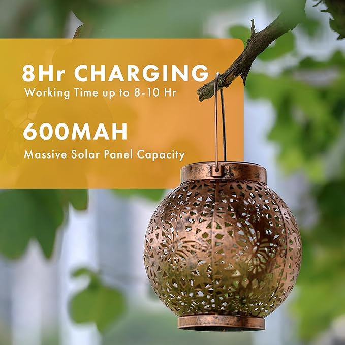 MAGGIFT 2 Pack Solar Lanterns Outdoor Waterproof Hanging Lantern Lights Decorative Solar Light for Garden Table Patio Yard Pathway Walkway,Unique Gifts for Women Gardening,Warm White.-BloomoryGarden