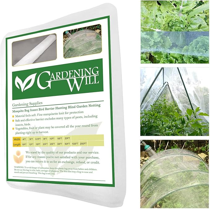 10x30Ft Mosquito Bug Insect Bird Fine Mesh Net Barrier Hunting Blind Garden Screen Netting for Protect Your Plant Fruits Flower-BloomoryGarden