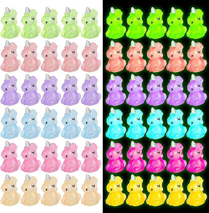 100 PCS Mini Resin Unicorn Luminous Tiny Unicorn Miniature Figurines Glow in The Dark Mini Resin Animals Suitable for DIY Cake Ornaments Crafts Moss Landscape Decoration-BloomoryGarden