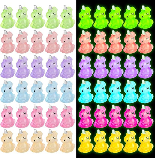 100 PCS Mini Resin Unicorn Luminous Tiny Unicorn Miniature Figurines Glow in The Dark Mini Resin Animals Suitable for DIY Cake Ornaments Crafts Moss Landscape Decoration-BloomoryGarden