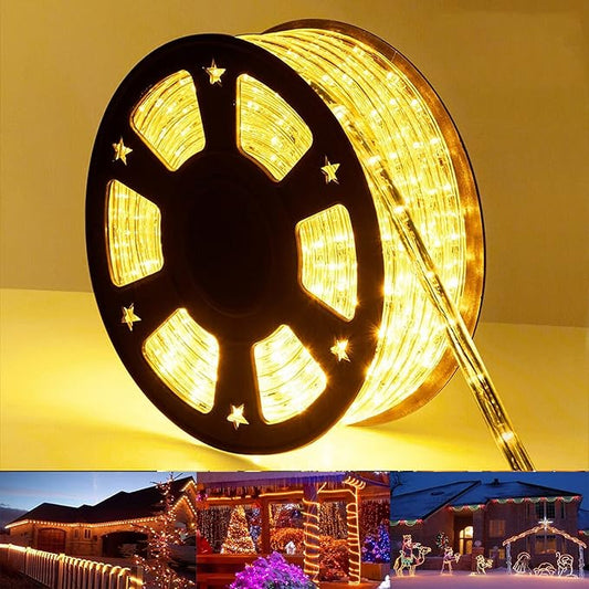 100ft LED Rope Lights Outdoor, 720 LED Connectable and Flexible Tube Lights with 8 Modes, Waterproof LED Rope Lighting for Garden, Patio, Pool, Bedroom, Party, Indoor Outdoor Decoration (Warm White)-BloomoryGarden