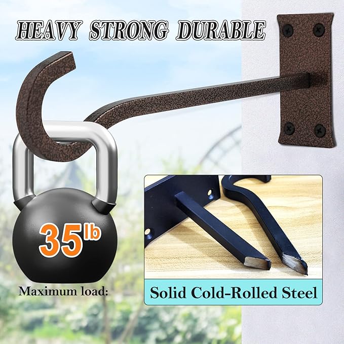 10inch Heavy Duty Plant Hangers Outdoor or Indoor Bird Feeder Hanger Shepherd Hooks 2pcs Bronze hammertone Metal Wall Hook for Hanging Plant Bracket, Lantern, Flower Basket, Wind Chimes-BloomoryGarden