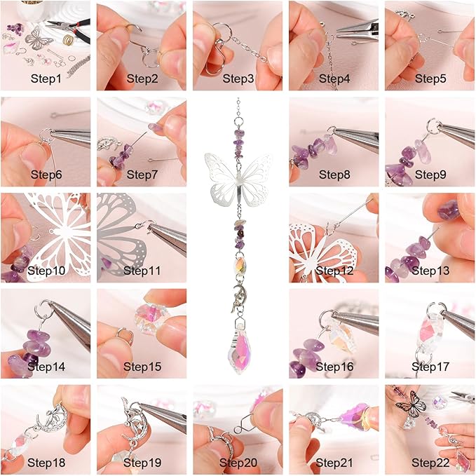 10 Set DIY Suncatcher Making Kits,Crystal Suncatcher Prism Hanging Kit with Hooks/Chain Rainbow Maker,Make Your Own Decorative Hanging Suncatcher for Adults Wedding Windows Home Garden-BloomoryGarden