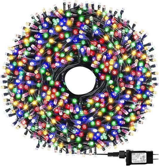 1000 LED 328ft 8 Modes with Timer Christmas String Lights IP55 Outdoor Waterproof UL Certificated Indoor Fairy Lights Garden Patio Wedding Christma Trees Parties Decoration Multicolor-BloomoryGarden