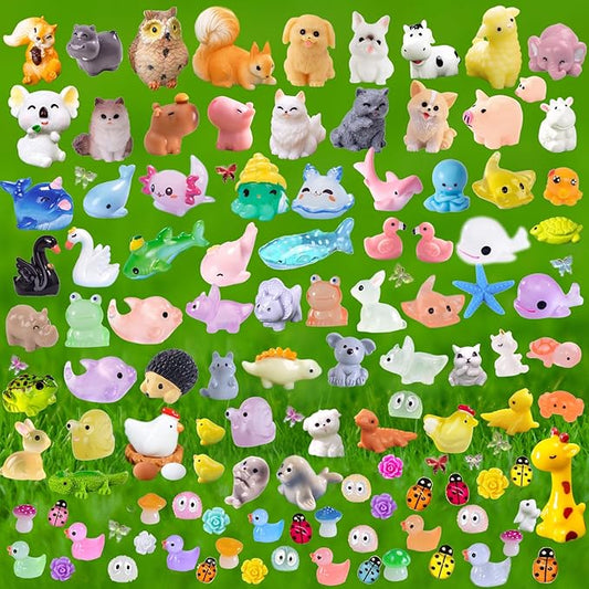 150 Pcs Mini Resin Animals Miniature Animal Figurines Tiny Resin Animals Mini Animals Small Animals Figures Bulk for Fairy Garden Décor Micro Landscape Ornaments Dollhouse Craft Accessories-BloomoryGarden