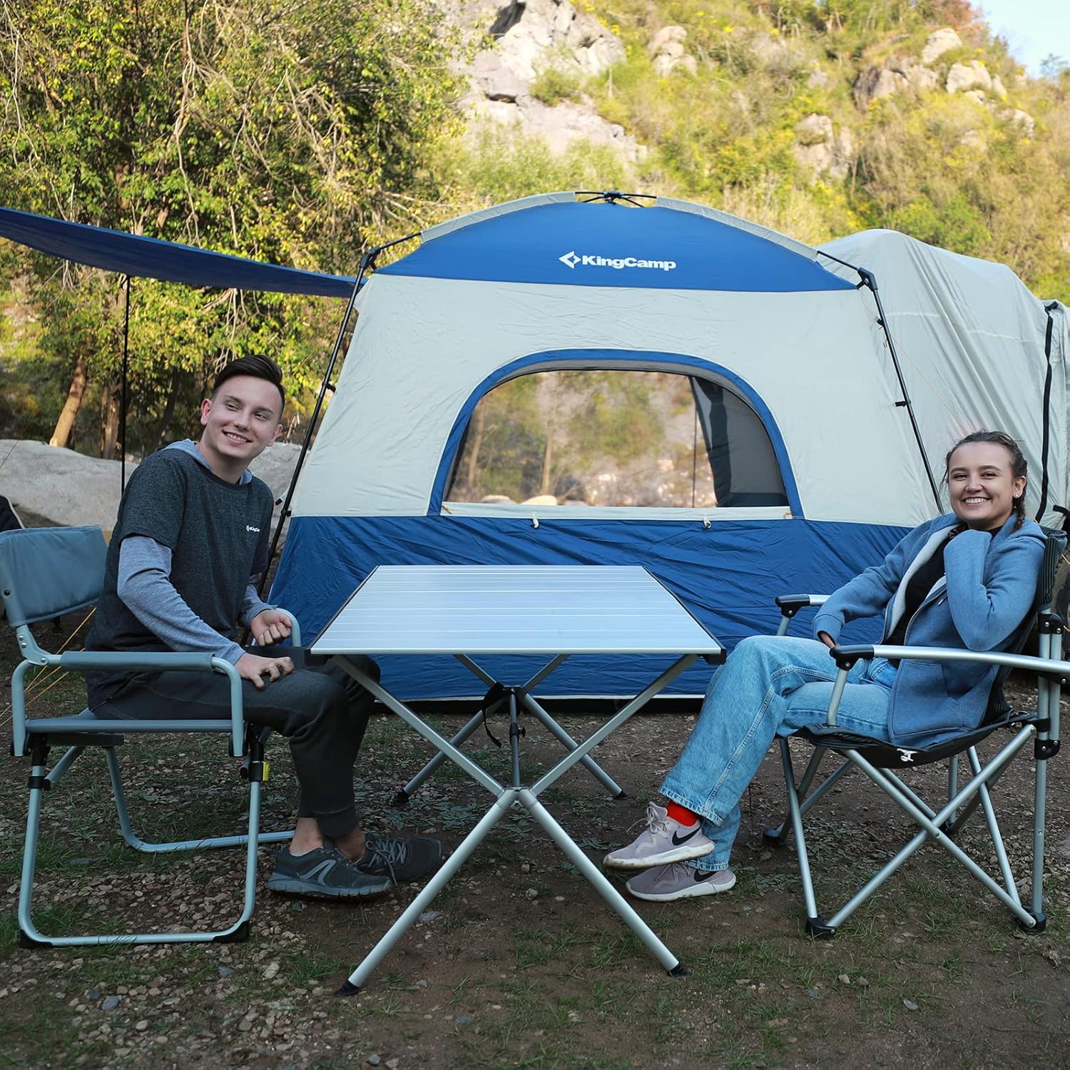 KingCamp Camping Table Roll up Aluminum Folding Table Lightweight Large Portable Foldable Camp Table for Picnic Camping Barbecue Backyard Beach Tailgate Indoor Outdoor, 4-6 Person, Support 176lbs-BloomoryGarden