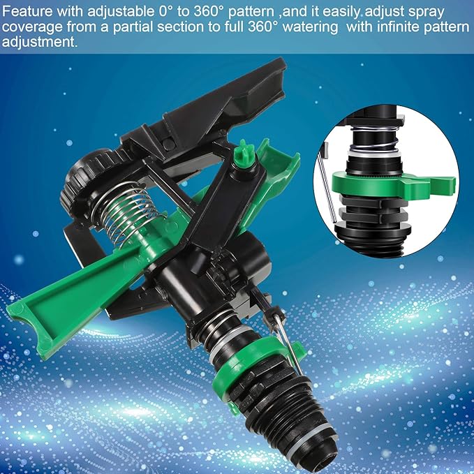 1/2 Inch Plastic Impact Sprinklers Heads Adjustable 0-360 Degree Pulsating Oscillating Watering Sprinkler Head for Garden Law Grass Yard Irrigation Supplies (4 Pieces)-BloomoryGarden