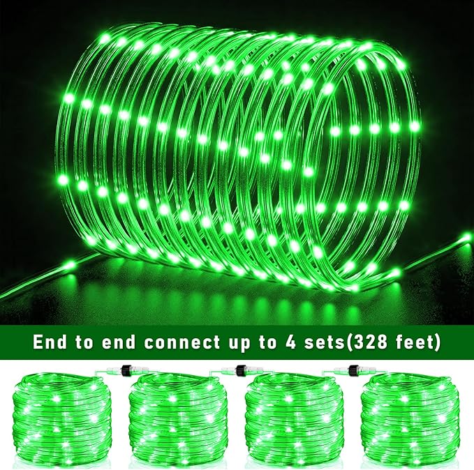 100FT 300 LED Rope Lights for Outside, St. Patrick Day String Lights Indoor with Waterproof 8 Modes, Connectable Plug in Fairy Twinkle Lights for Outdoor Patio Pool Party Holiday Decorations, Green-BloomoryGarden
