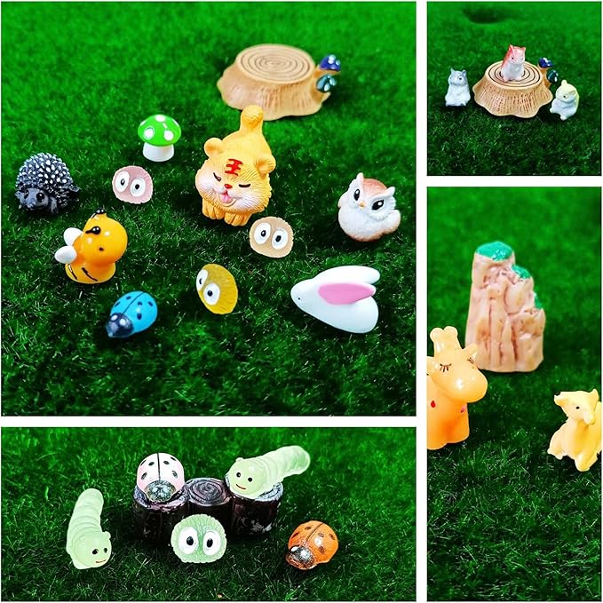 100 Pcs Mini Resin Animals Figures, Forest Tiny Plastic Animals Figurines to Hide Miniature Fairy Garden Decorations Accessories-BloomoryGarden