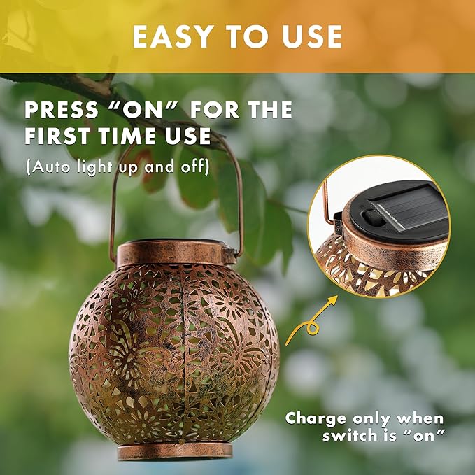MAGGIFT 2 Pack Solar Lanterns Outdoor Waterproof Hanging Lantern Lights Decorative Solar Light for Garden Table Patio Yard Pathway Walkway,Unique Gifts for Women Gardening,Warm White.-BloomoryGarden