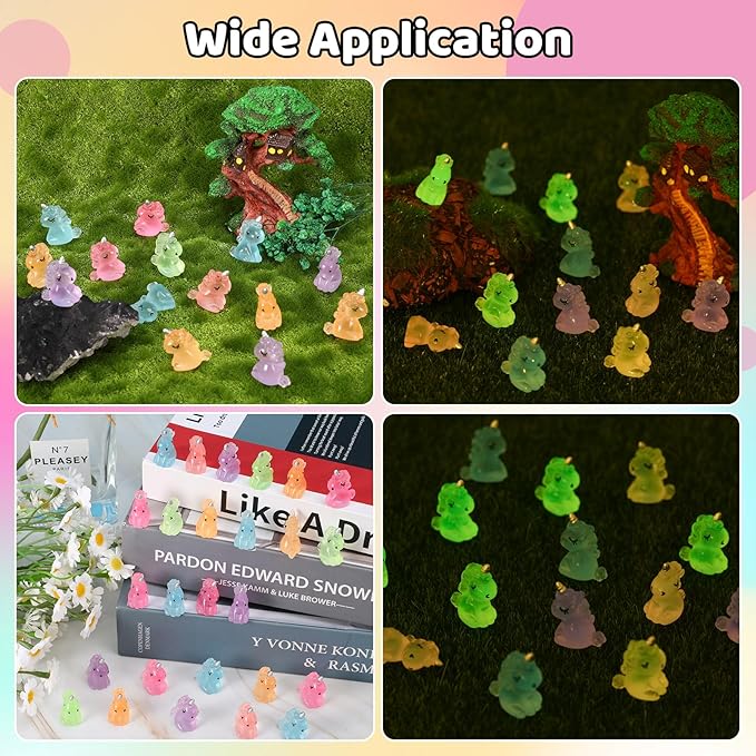 100 PCS Mini Resin Unicorn Luminous Tiny Unicorn Miniature Figurines Glow in The Dark Mini Resin Animals Suitable for DIY Cake Ornaments Crafts Moss Landscape Decoration-BloomoryGarden