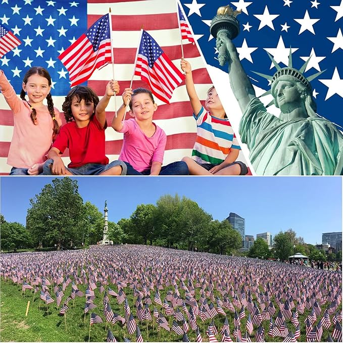 12 Pack 12x18 Inch American Flags for Outside, US Flags with Kid-Safe Spear Top ,American Flags on Stick, Patriotic Decorations,Perfect for Flag Day, Memorial Day, Independence Day Patriotic Holiday Yard Garden Flags-BloomoryGarden