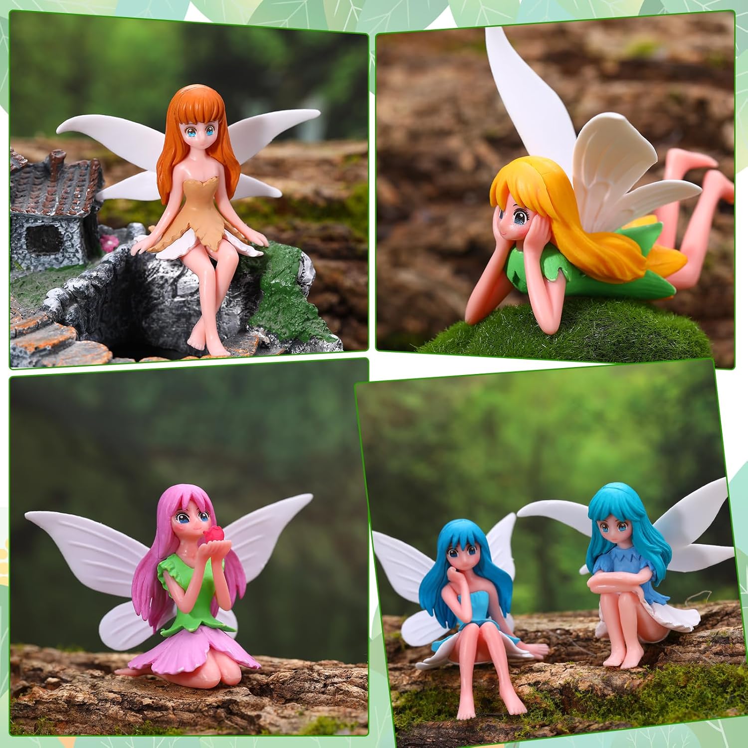 12 Pcs Miniature Fairy Figurines, Hand-Painted Small Flower Fairies with Wings for Garden Decor, Cake Topper & Landscapes-BloomoryGarden
