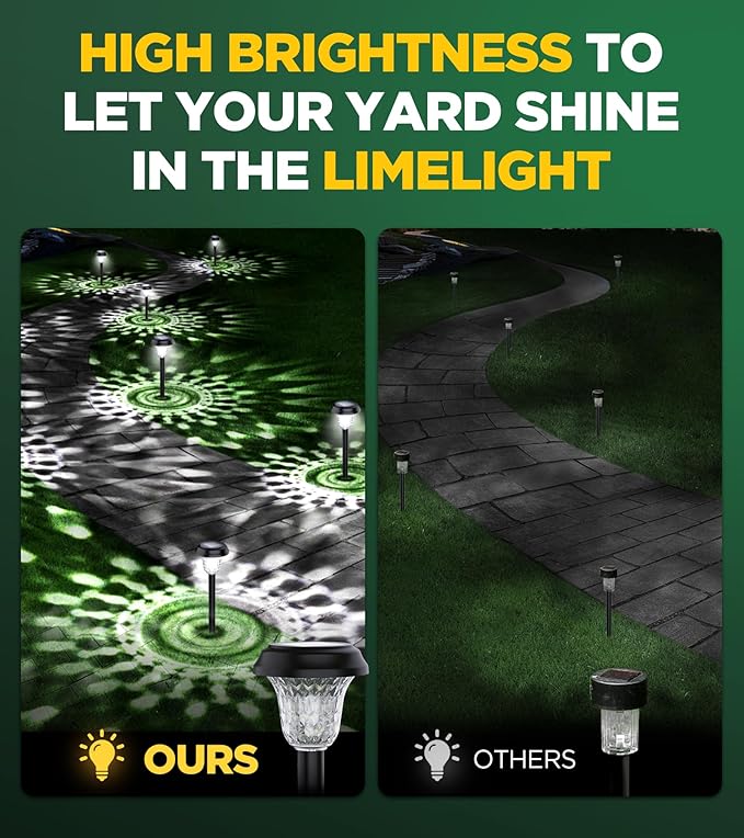 10 Pack Ultra Bright Solar Lights Outdoor Waterproof, from Dusk to Dawn Up to 12H Solar Light for Outside, Auto On/Off Solar Powered Garden Pathway Lights, Landscape Lighting (Cold White)-BloomoryGarden