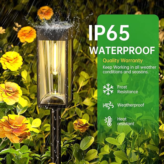 Solar Pathway Lights Outdoor, 2 Pack Solar Garden Lights Outside Pathway, Landscape Path Lights for Patio Lawn Path Walkway Decor-BloomoryGarden
