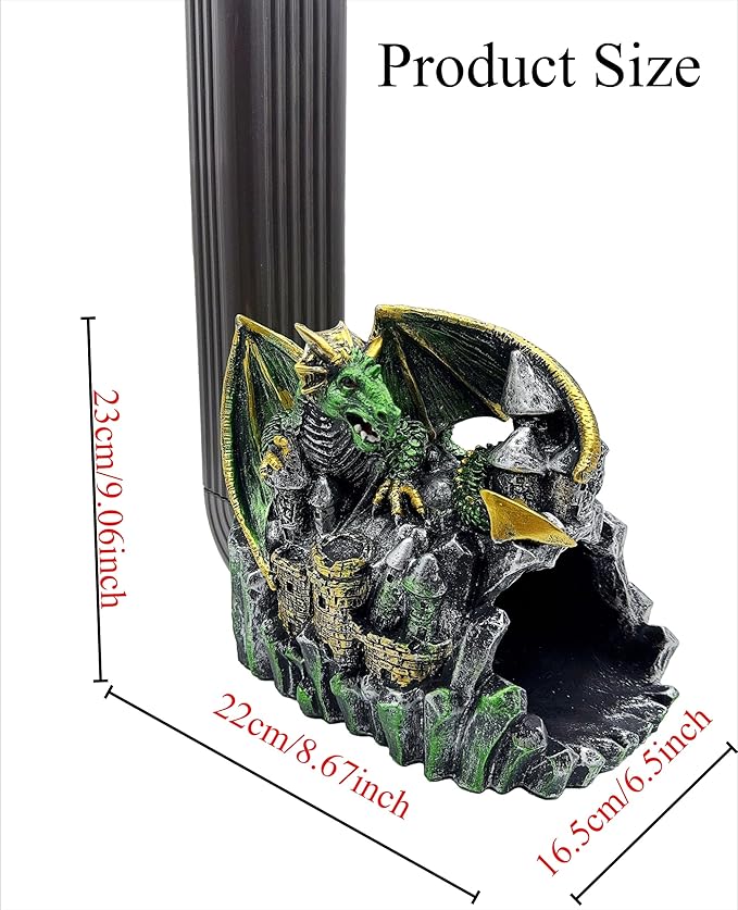 Magical Dragon Statue Gutter Downspout Extender, Garden Ornament, Decor Downspout Diverter, Perfect Rain Diverter for 3"x4" Downspouts, Eco-Friendly Resin, Perfect Outdoor Decor Gift-BloomoryGarden