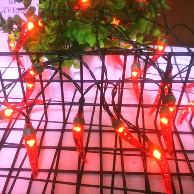 100 LED Chili Shape Fairy String Lights, Solar Operated, Red, 10m Length, Outdoor Use, Wedding, Christmas Decoration-BloomoryGarden