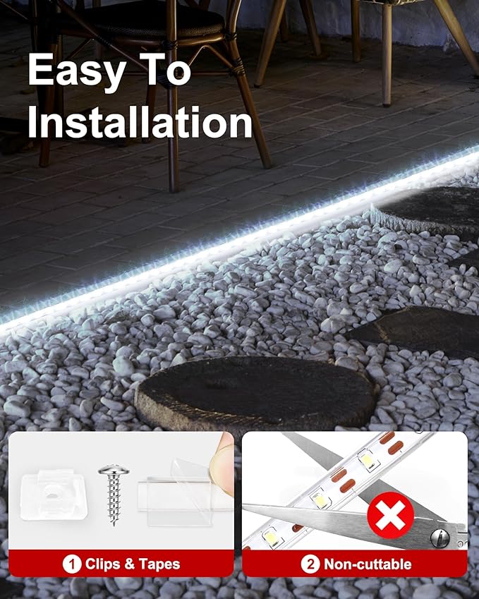 LUHLEE Solar LED Strip Lights, Upgrade Outdoor Rope Lights 8 Lighting Modes,IP65 Waterproof String Lights for Patio Yard Deck Porch Balcony Garden (White, 16.4 ft)-BloomoryGarden
