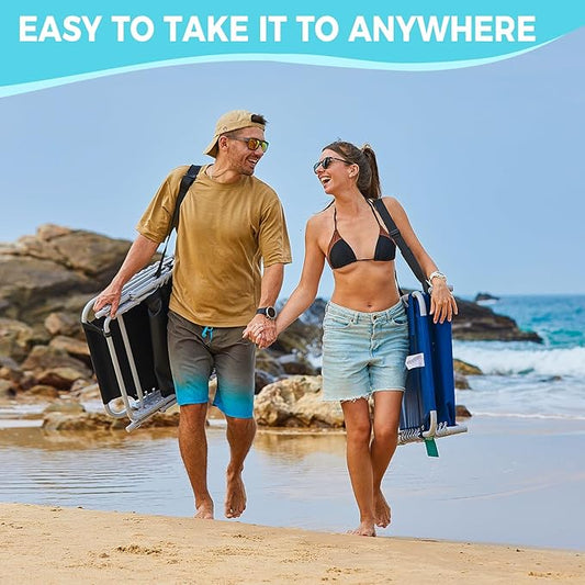 #WEJOY 2 PCS Lounge with Side Table for Outdoor 5-Position Adjustable Recliner Chair for Beach Sunbathing Patio Pool Lawn Lay Flat Portable Camp Reclining Chair with Shoulder Strap Side Pocket-BloomoryGarden