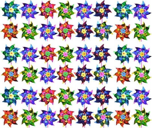 100pcs Plastic Rainbow Pinwheel,Windmill Party Pinwheels DIY Pinwheels Set for Kids Toy Garden Lawn Party Decor (100)-BloomoryGarden