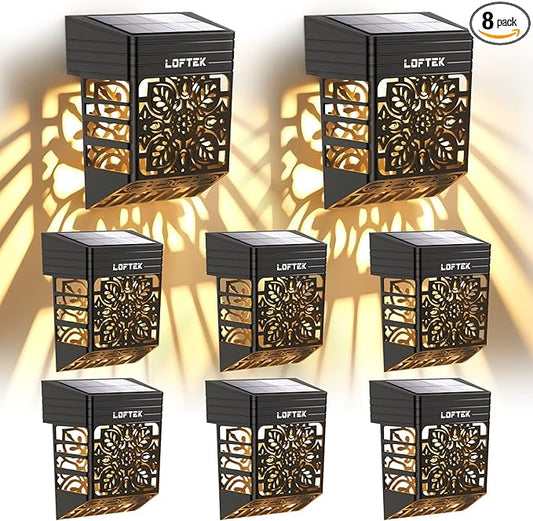 LOFTEK Solar Deck Lights, 8 Pack Solar Fence Lights, Outdoor Patio Decorative Light, Dusk to Dawn, Waterproof, Fence Post Light for Railing, Garden, Backyard, Stair, Step, Camping, Warm White-BloomoryGarden