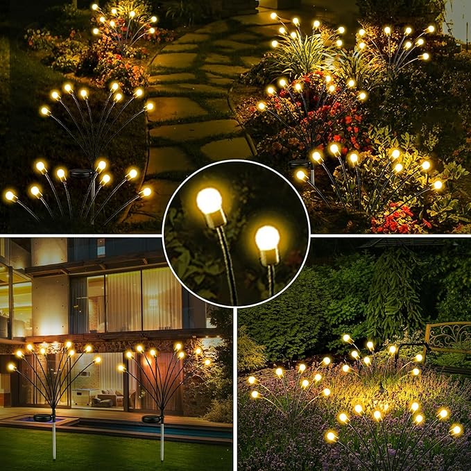 10-Pack Solar Outdoor Lights for Garden Decorations, 80 LED New Upgraded Solar Firefly Lights (Sway by Wind), Solar Lights Outdoor Waterproof for Outdoor Pathway Patio Yard Porch Decor (Warm White)-BloomoryGarden