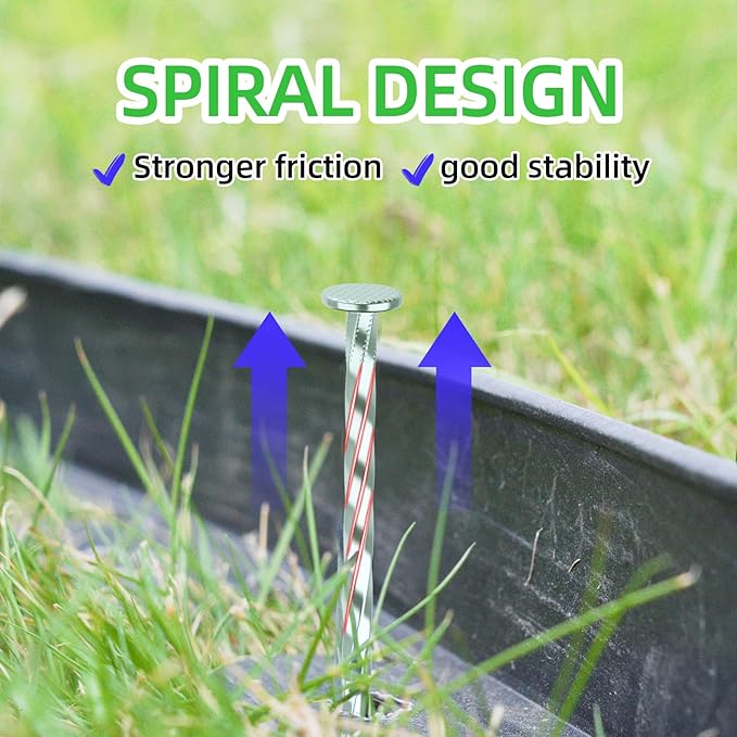 100 Pack Landscape Stakes with Gasket Caps - 6.3 Inch Heavy-Duty Galvanized Steel Garden Spikes are Used to Fixing Weed Barrier, Artificial Lawn, Patio Rug, Etc-BloomoryGarden
