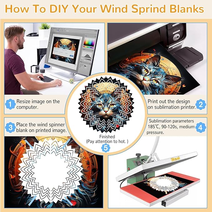 10 Pack Sublimation Wind Spinner Blanks, 10 Inch Sublimation Wind Spinners, 3D Aluminum Metal Hanging Wind Spinner Bulk for Garden Yard Outdoor, Window Porch Decoration for Heat Press Transfer DIY-BloomoryGarden