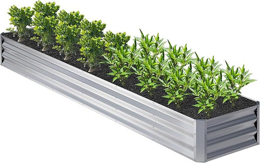 12x2x1FT Galvanized Raised Garden Bed,Planter Raised Beds-Metal Garden Box,Large Plant for Outdoor Planting, Vegetables Bed,Flower,Herb-Sliver-BloomoryGarden