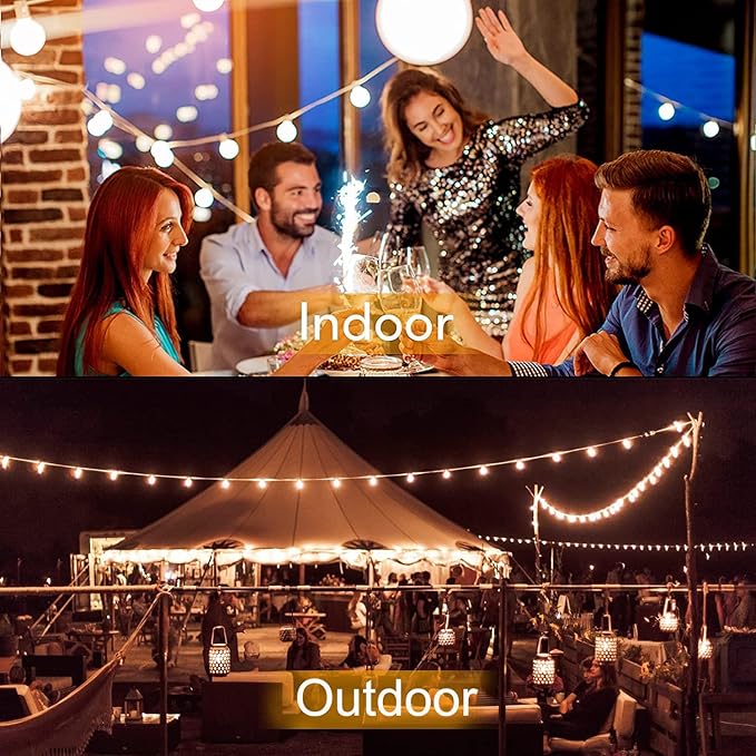100Ft G40 Outdoor String Lights Patio Lights with 100 Edison Globe Bulbs, Connectable Outdoor String Lights Waterproof UL Listed for Indoor Porch Party Wedding Deck Balcony Wedding Party Decor- White-BloomoryGarden