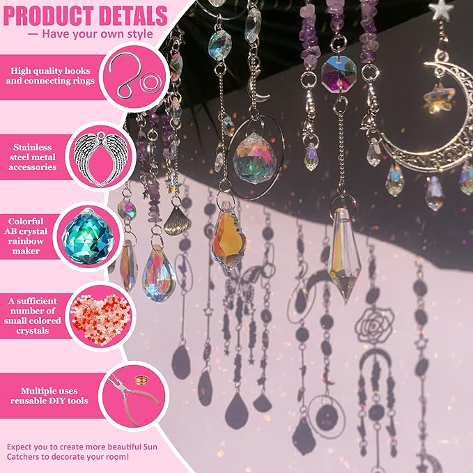 10 Sets DIY Suncatcher Kits 500PCS Valentine's Day Suncatchers Craft Kits Heart Suncatcher Ornaments DIY Sun Catchers Kit for Adults Valentine's Day Home Wedding Garden Decor Favors Gift (Love shape)-BloomoryGarden