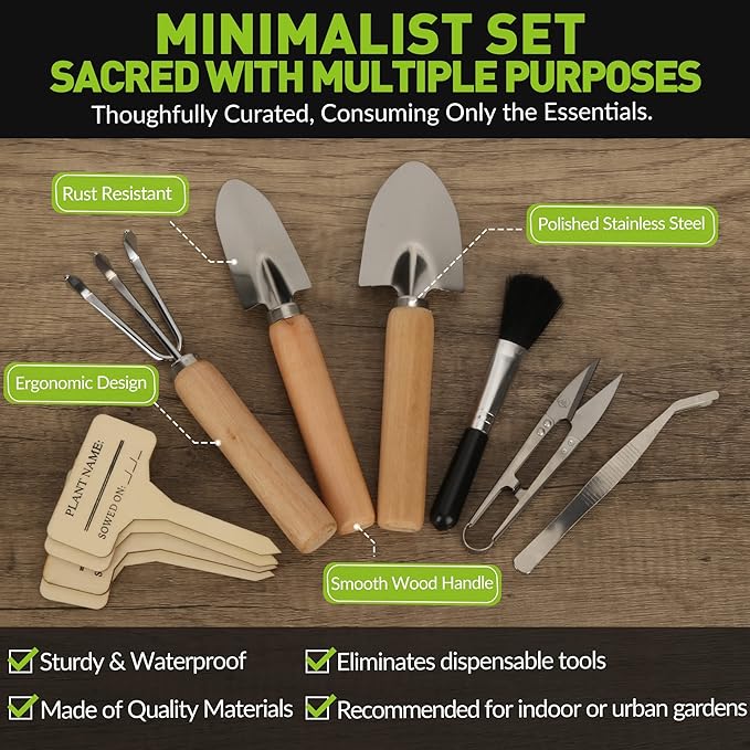 Indoor Garden Tools for Gardening - KiiZYS 12-Piece Small Garden Tools Set - Indoor Gardening Gifts for Women - Mini Hand Tools House Plant Tool-BloomoryGarden