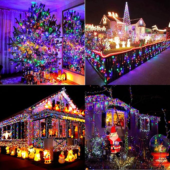 175Ft Christmas Lights Outdoor, 500 LED Christmas String Lights with 8 Modes, Timer, Waterproof Fairy Twinkle Lights for Christmas Party, Garden, Wedding, Holiday, Xmas Tree Decorations (Multicolor)-BloomoryGarden