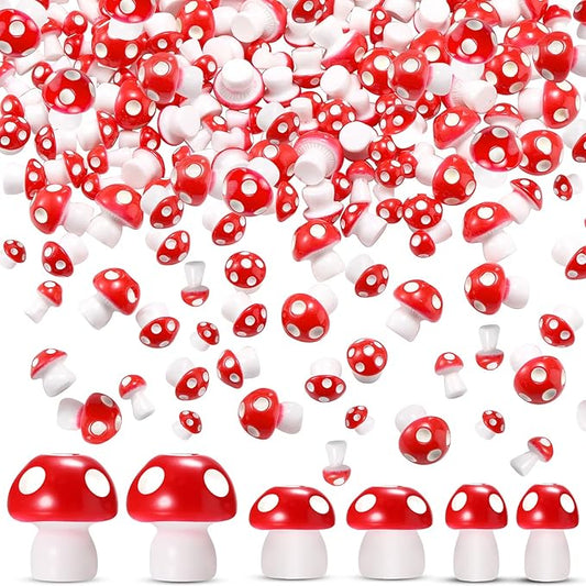 160 Pcs Tiny Mushrooms Mini Figurines Miniature Cute Colorful Mushroom Figurines Indoor Outdoor Mushroom Statue Decor Mushroom Decoration for Garden Landscape Bonsai Craft Ornament (Red, S, M, L)-BloomoryGarden