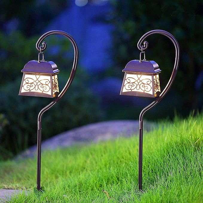 Maggift 4 Pack 22 Inch Hanging Solar Lights Multipurpose with 4 Shepherd Hooks Outdoor Solar Coach Lights-BloomoryGarden