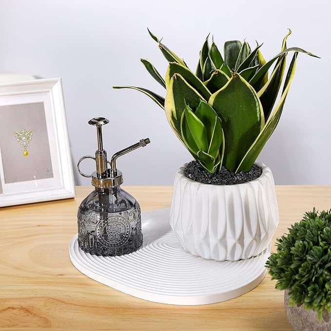 Glass Plant Mister Spray Bottle, Vintage Plant Spritzer, Succulent Spray Bottle with Top Pump, Small Plant Sprayer Mister Glass Watering Can for Indoor Outdoor House Plant - Grey-BloomoryGarden