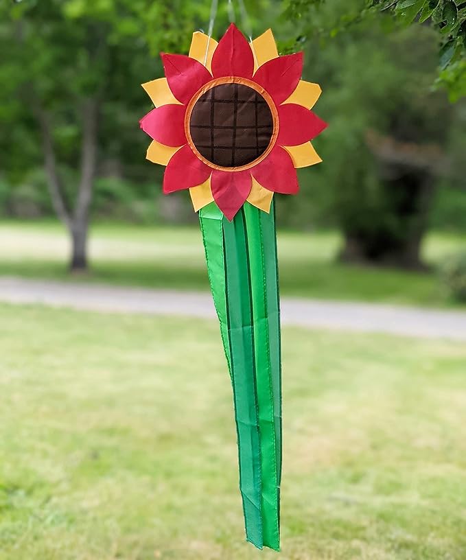 Madrona Brands Red Flower Windsock | Durable Outdoor Hanging Decoration | Yard, Garden, Patio, Home and More | 42-Inch-BloomoryGarden