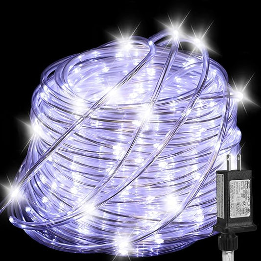 100FT Rope Lights Outdoor, Connectable Trampoline Lights 300LED String Lights Flexible Clear Tube Light Waterproof Rope Light 8 Modes for Camping Yard Pool Canopy Deck Home Outdoor Indoor Decor-BloomoryGarden